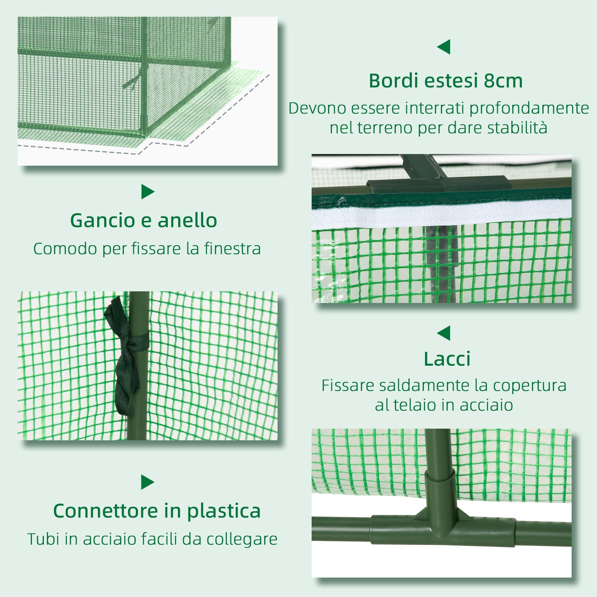 Small Greenhouse for Garden and Balcony with Windows and PE Cover, 180x90x70cm, Green - Borge' Group Limited