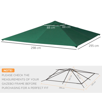 Outsunny spare roof for 3x3m garden gazebo in polyester, green - Borgè