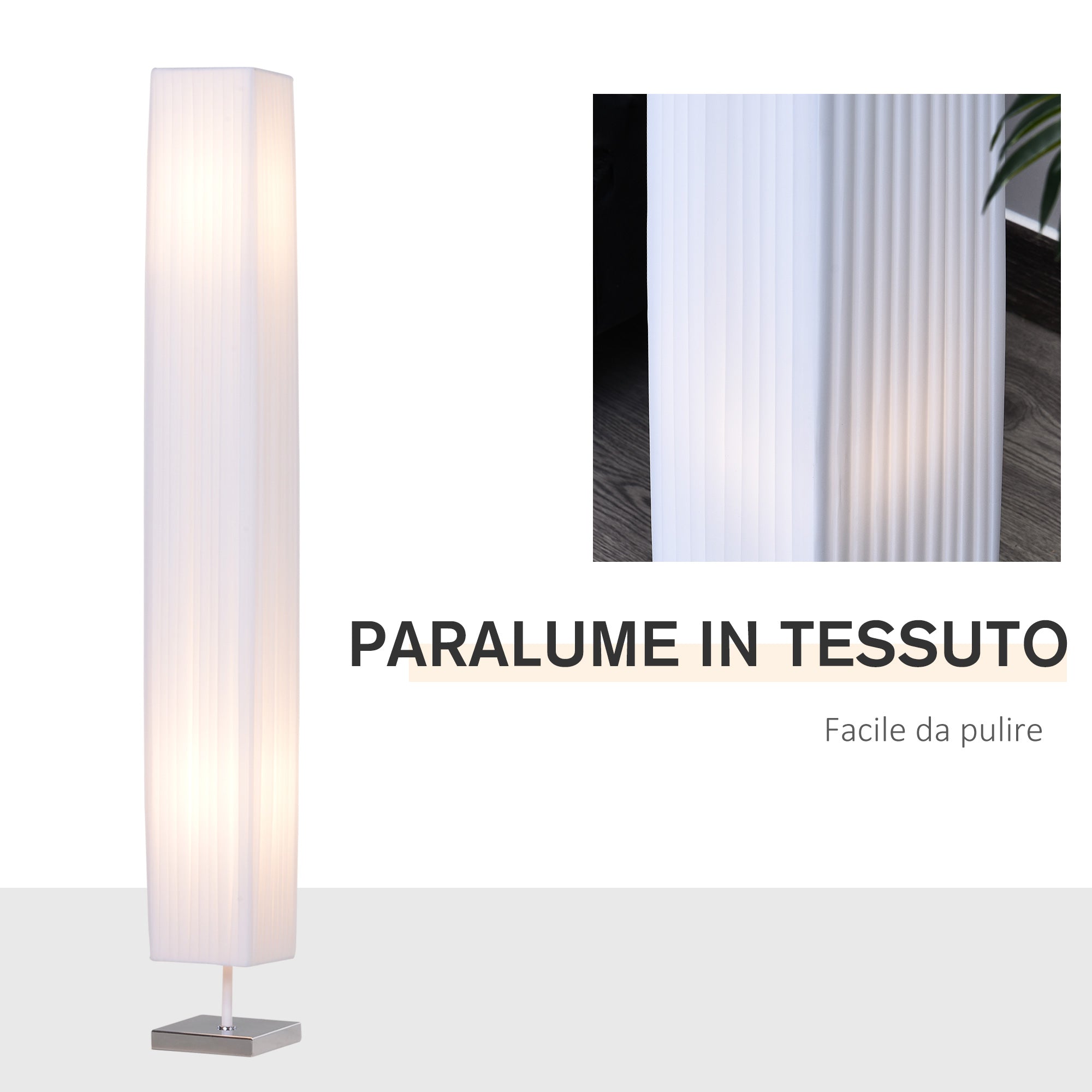 Lamp from the ground with fabric flat, white - Borgè
