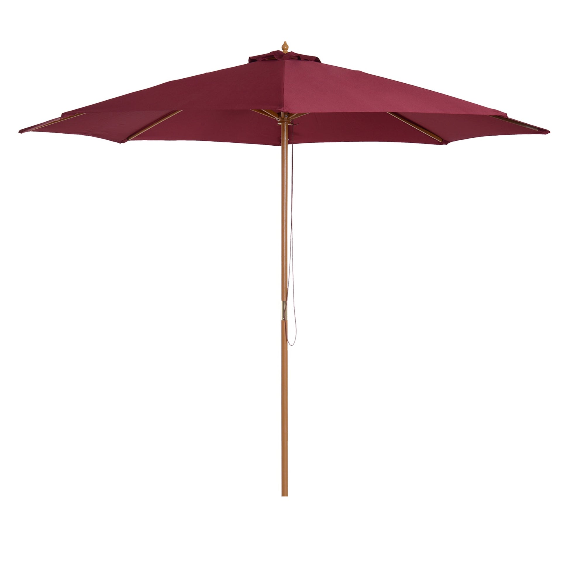 Outsunny umbrella garden parasol with double bamboo roof and polyester, red φ3x2.5m - Borgè