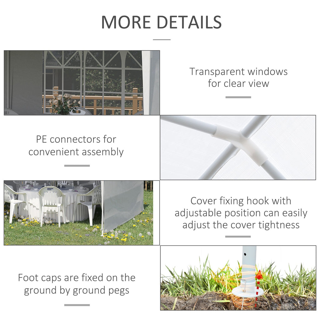 5.83x2.95m Folding Garden Tent for Parties and Events with Removable Panels, White - Borge' Group Limited