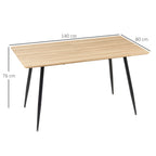 Kitchen table for 4 people in mdf and steel, 140x80x76cm, wood and black color - Borgè