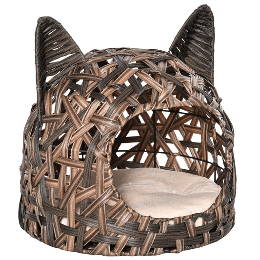 PAWHUT Bed for cats in brown wicker - Borgè