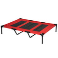 PAWHUT Dog bed 50kg Max raised with travel bag, metal and Oxford fabric, 122x92x23 cm, red - Borgè