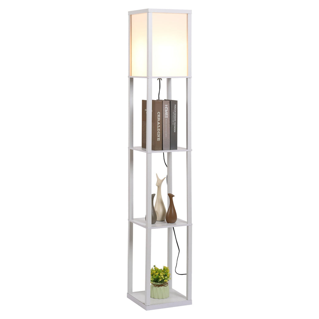 ground lamp with integrated shelves - white - Borgè