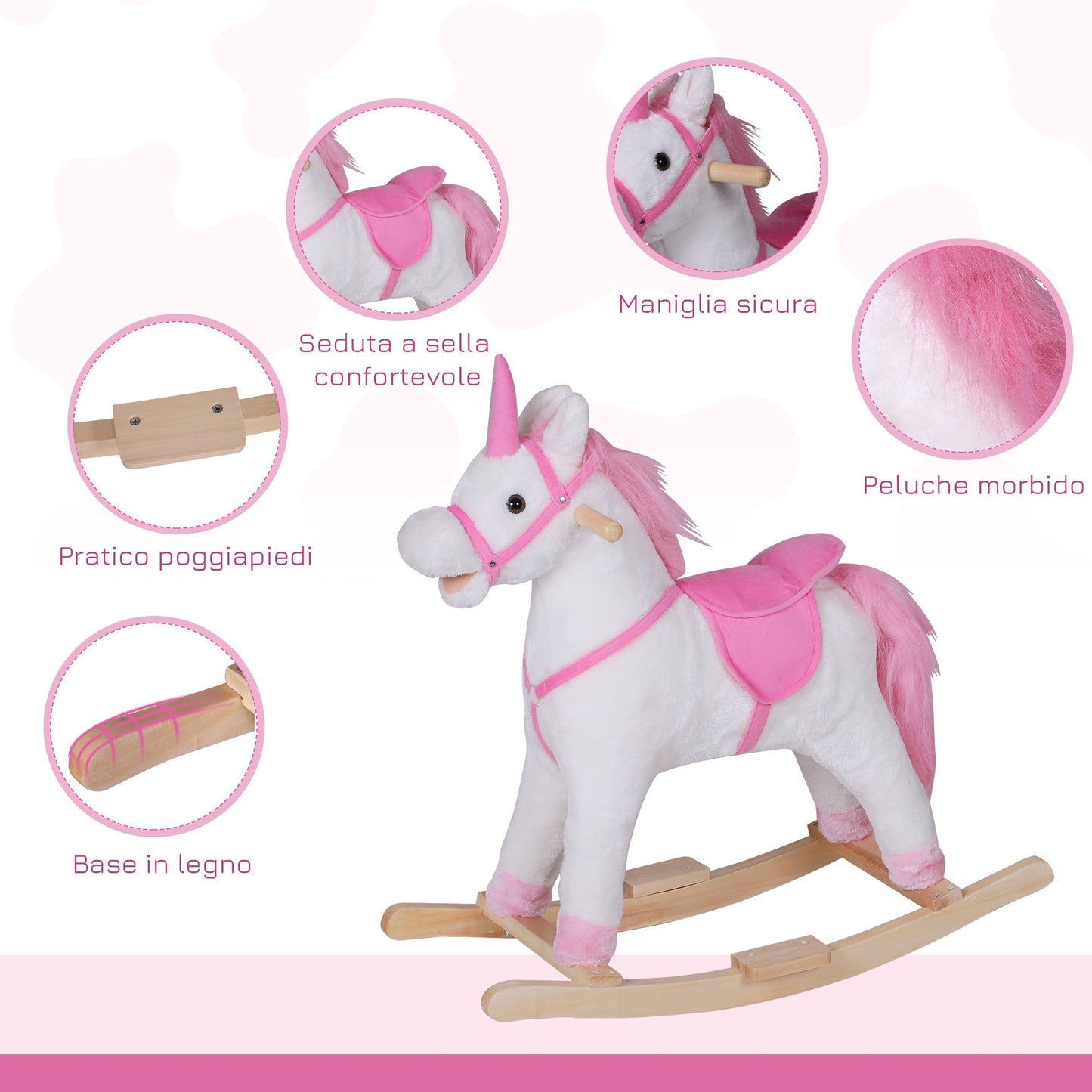 White-Pink Rocking Unicorn | 3+