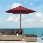 Round Garden Umbrella, Wood and Polyester with Rope Opening, 2.5x2.3 m, Bordeaux - Borge' Group Limited