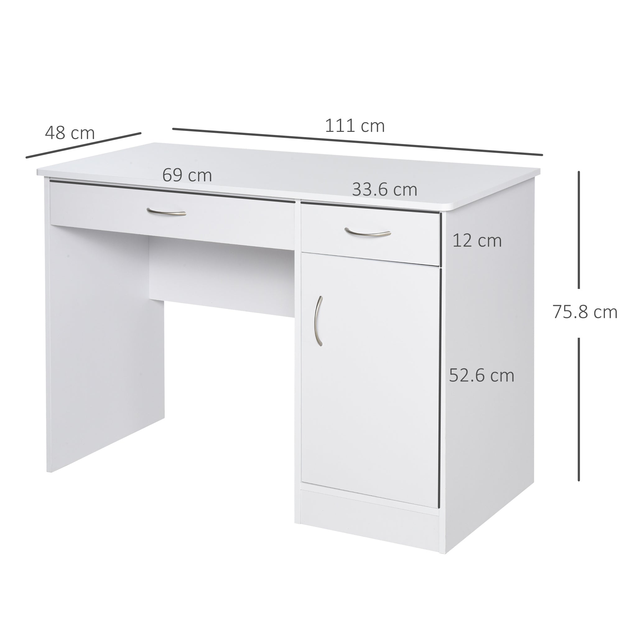 classical office desk with 2 drawers and white wooden locker - Borgè