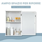 Kleankin Bathroom cabinet wall unit with mirror and magnetic closing door, 41x14x60cm - white - Borgè