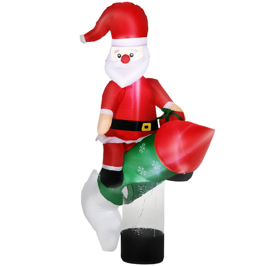 Inflatable Santa Claus Outsunny with missile, LED lights and swelling included, 154x76x183cm - Borgè