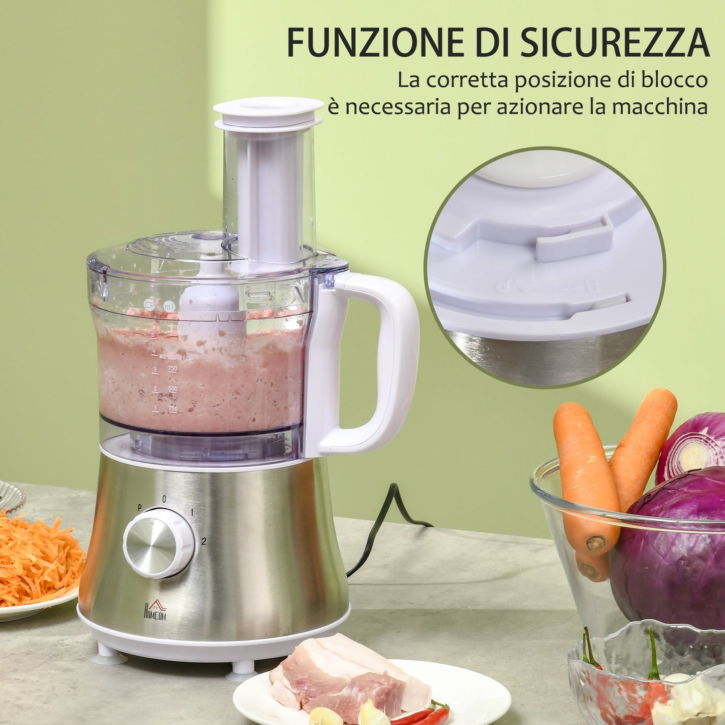 White Food Blender | 500W with 2 adjustable speeds | 20.5x19x16cm - Borgè