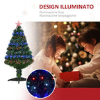 Artificial Christmas tree in PVC with 90 LED lights and optical fibers, 90 branches and folding base, Ï†48x90cm - green - Borgè