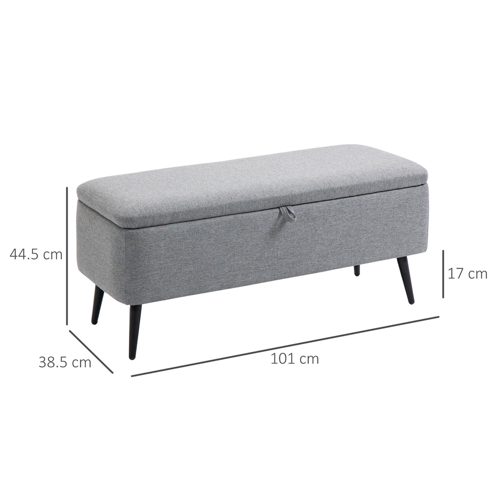 Homcom Bench container in velvet effect fabric, per room, living room and entrance, 101x38.5x44.5 cm, gray - Borgè