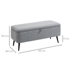 Homcom Bench container in velvet effect fabric, per room, living room and entrance, 101x38.5x44.5 cm, gray - Borgè