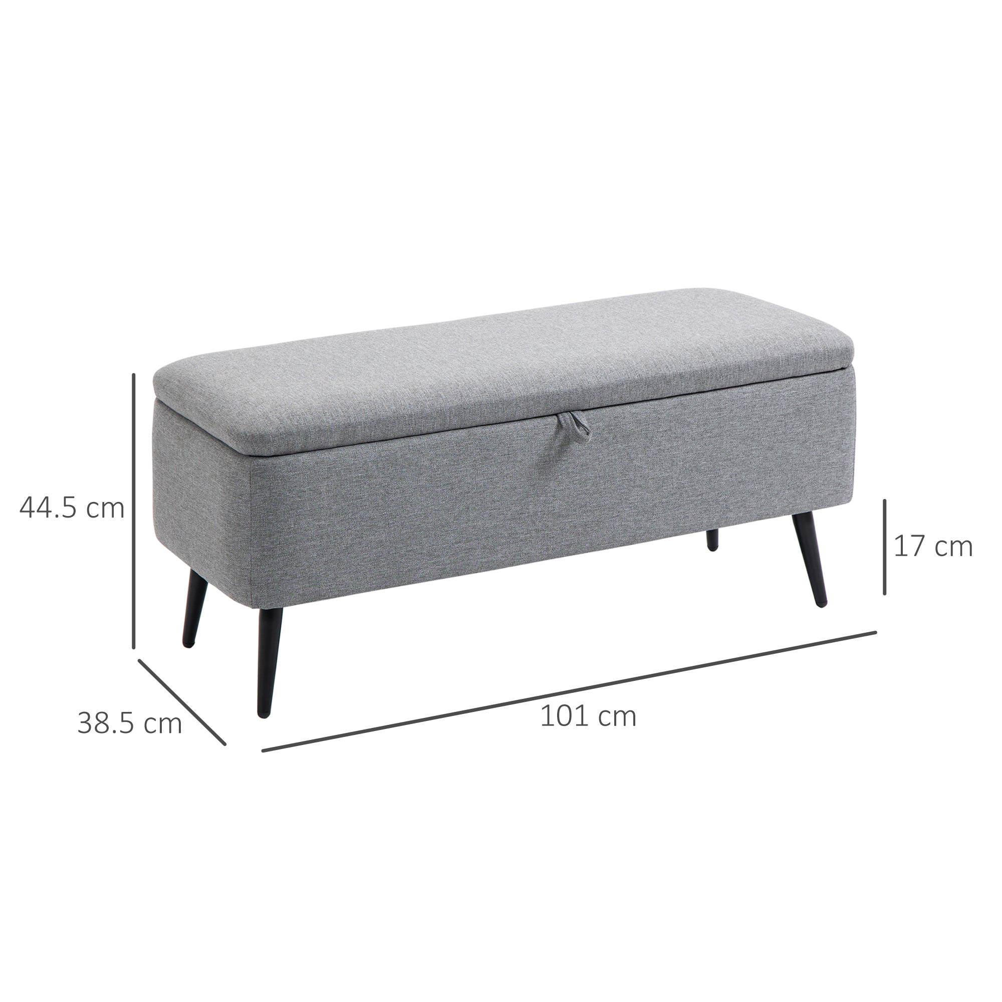 Homcom Bench container in velvet effect fabric, per room, living room and entrance, 101x38.5x44.5 cm, gray - Borgè