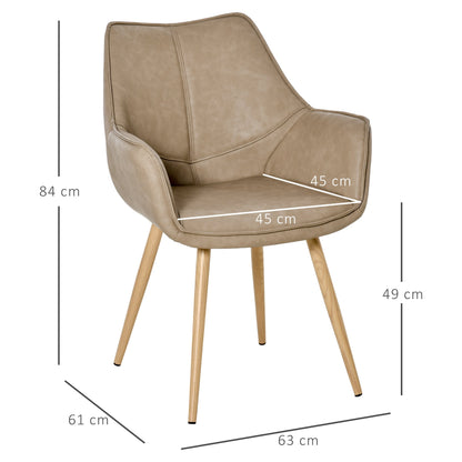 Modern chair padded with armrests, coating similar and metal legs brown wood effect