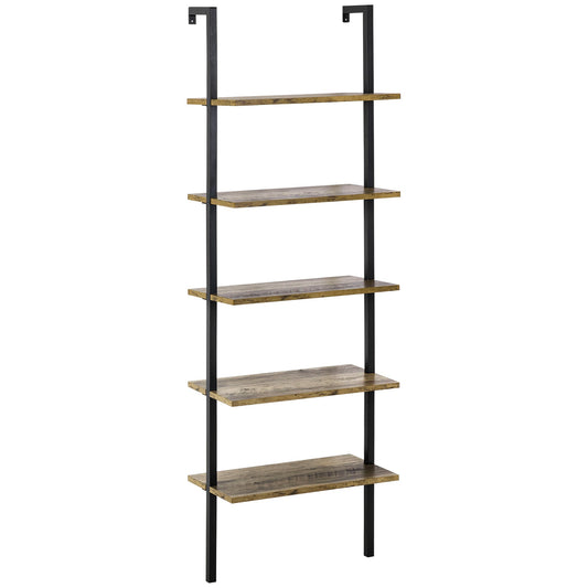 Homond bookcase in Scala with 5 shelves in industrial style in wood and metal, 60x30x184.5cm, brown - Borgè