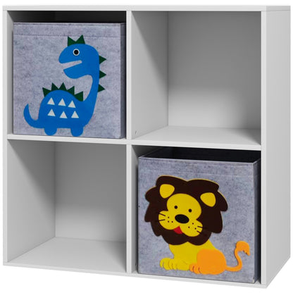 Zonekiz Keephop shelf for children with 4 compartments and containers, 61.8x29.9x61.8cm, white - Borgè