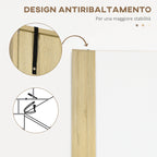 Kleankin Bathroom Cabinet in white chipboard with 2 cabinets with doors and 2 open shelves, 53x33.5x195.7 cm - Borgè