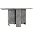 Foldable Wooden Table For 4-6 people with wheels, 75x140x74cm, Grey - Borgè