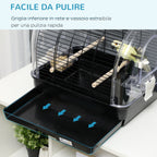 Steel Bird Cage with Perches, Removable Tray and Handle, 42x32x37 cm, Black - Borge' Group Limited
