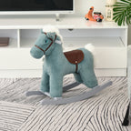 Homcom Cavallo with plush and wood with sounds and bears included, for children of 18-36 months, 65x26x55cm, blue - Borgè