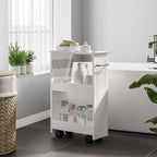 Kleankin Multiuse wood saving cart MDF and wheels, 42.5x20.3x66.7cm, White - Borgè