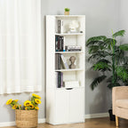 Homonda Modern Library 4 shelves with 2 wooden doors, 59x29x180cm, white - Borgè