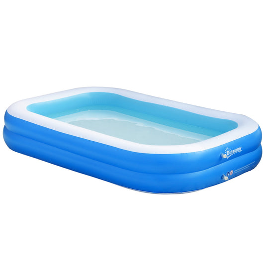 Outsunny rectangular inflatable swimming pool for 1-2 persons in resistant pvc, 2 air chambers and drain valve, 262x176x56cm, blue - Borgè