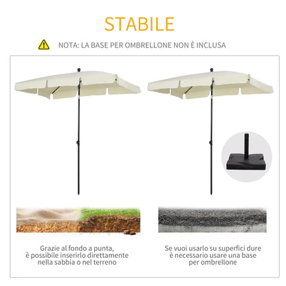 Outsunny rectangular parasol with inclinable pole in cream polyester - Borgè