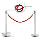 Silver Stainless Steel Retractable Bollard | with Red Rope | ф32 x 95cm - Borgè