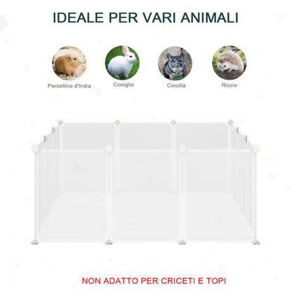 Pawhut fence for rabbits, puppies and small animals modular metal and PP, 12 panels of 35x45cm white