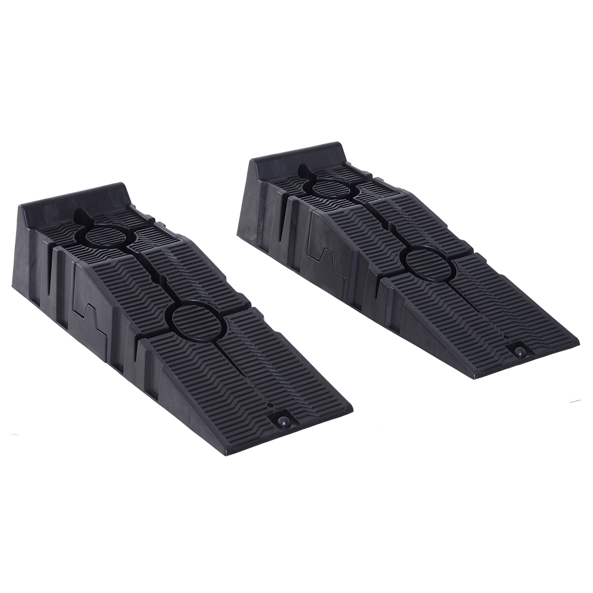 DURHAND Set of 2 Plastic Car Ramps with Maximum Load 5 Tons, 91x30x21 cm, Black - Borgè
