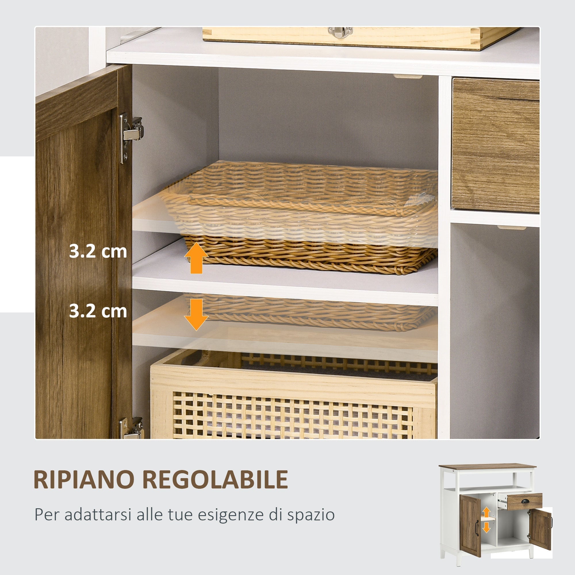 Kitchen Rustic Style Cabinet White and Brown | - Borgè