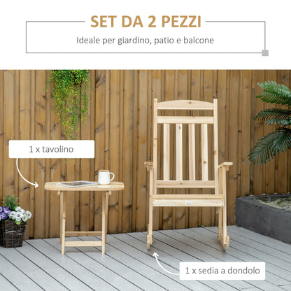 Outsunny set 2 pcs garden furniture with rocking chair and folding table in fir wood - Borgè