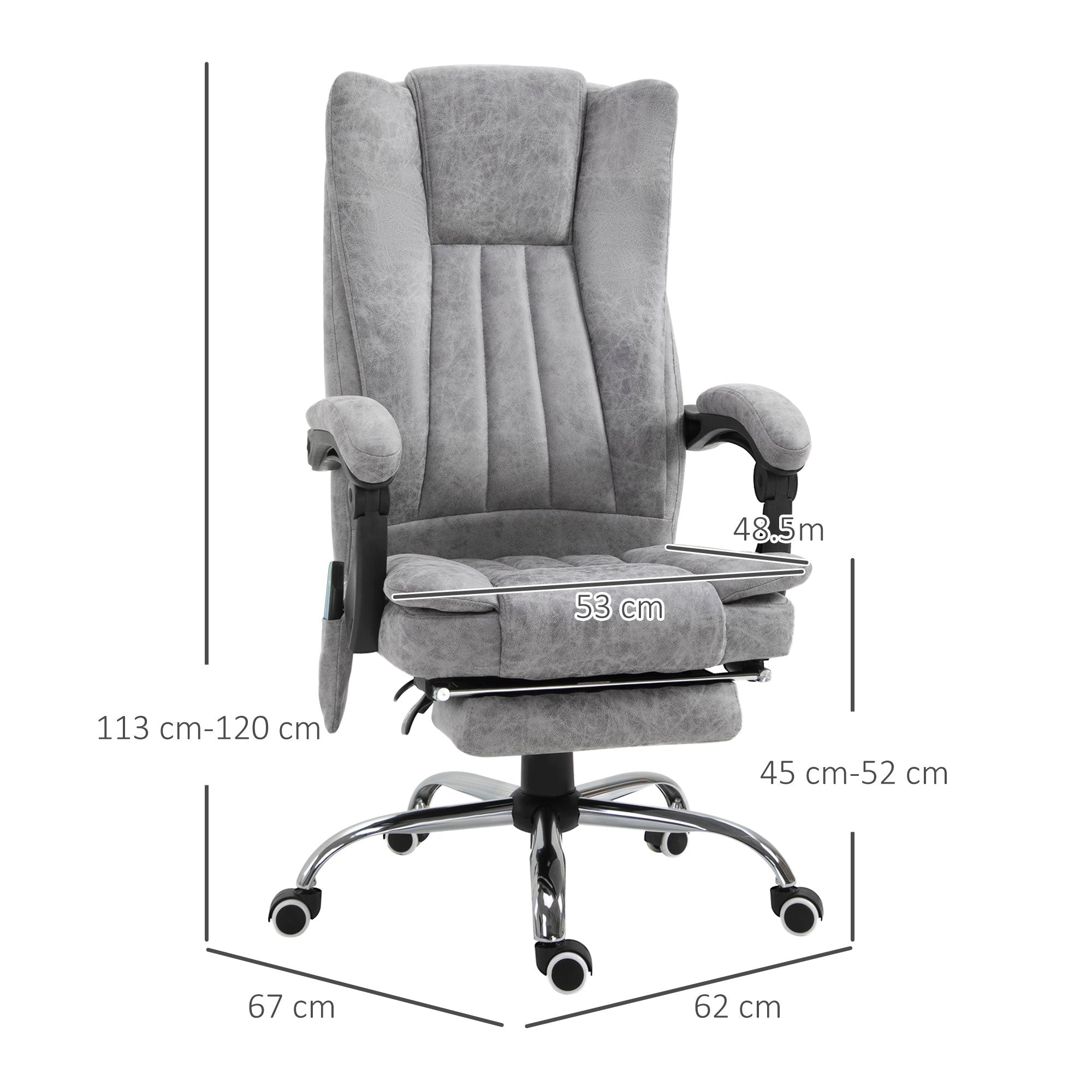 VATER ARMER OFFICE IMADANT MASSANT, HEIGHT AND RECLLUSION adjustable with footrests - Grey - Borgè