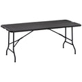Folding Garden Table for 6 People in Steel and HDPE, 180x75.5x73cm, Dark Grey - Borge' Group Limited