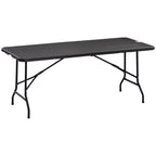 Folding Garden Table for 6 People in Steel and HDPE, 180x75.5x73cm, Dark Grey - Borge' Group Limited