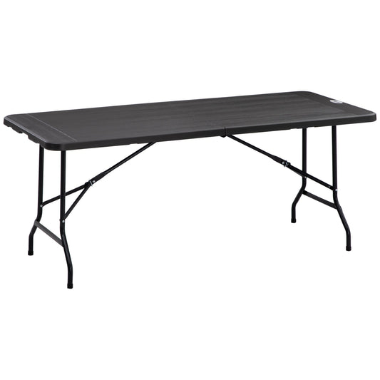 Outsunny Folding Garden Table For 6 people in steel and HDPE, 180x75.5x73cm, dark Grey - Borgè