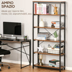 Homonde Library in Vintage Industrial Style with 6 shelves in wood and black metal - Borgè