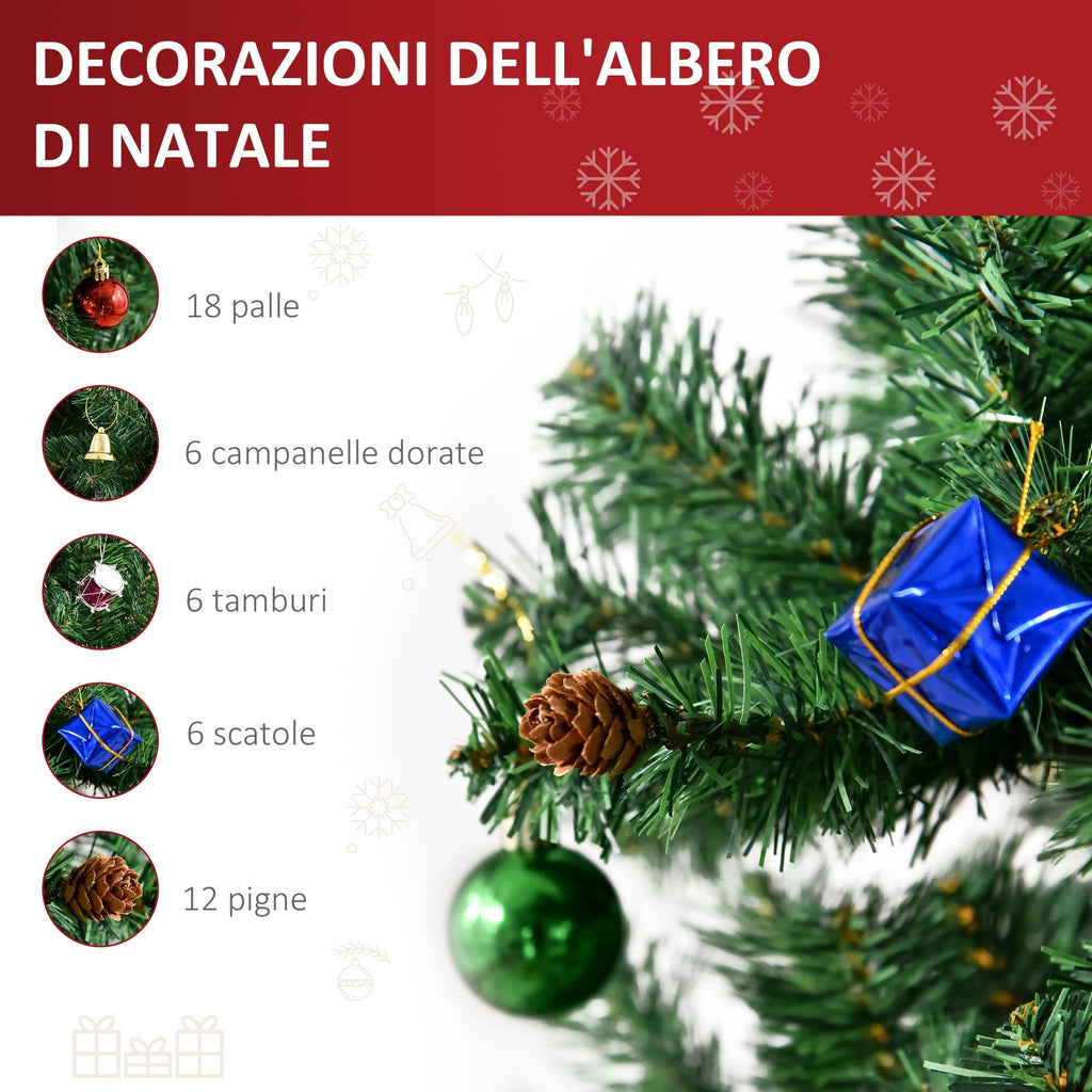 Artificial Christmas tree 180cm with balls and PVC decorations, iron - Borgè