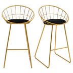GOLDENBAR | Set of 2 High Bar Stools with Velvet Cushion - Borgè