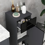 Kleankin Bathroom Cabinet in chipboard with drawer and 2nd levels adjustable, 30x30x82 cm, black and gray - Borgè
