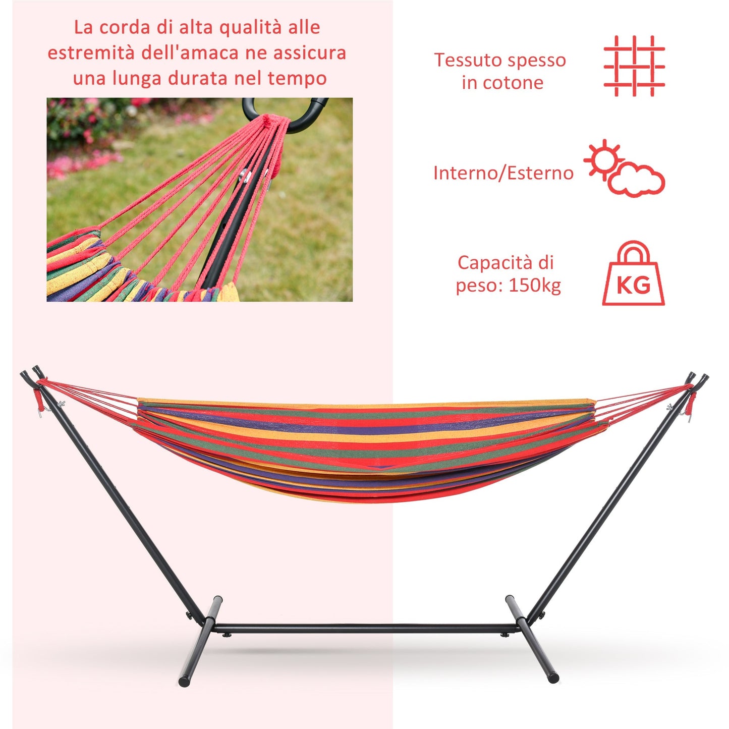 Self -supporting garden amca outsunny with steel structure and multicolor cotton, including case - Borgè