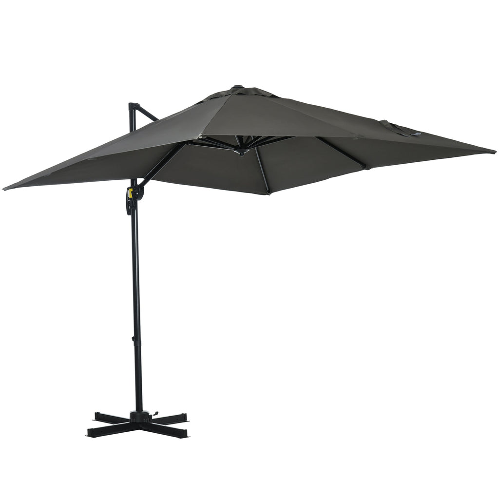 Garden Umbrella with 5-Level Adjustable Angle and 360° Rotation, 2.5x2.5 m, Grey - Borge' Group Limited