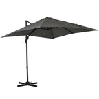 Garden Umbrella with 5-Level Adjustable Angle and 360° Rotation, 2.5x2.5 m, Grey - Borge' Group Limited