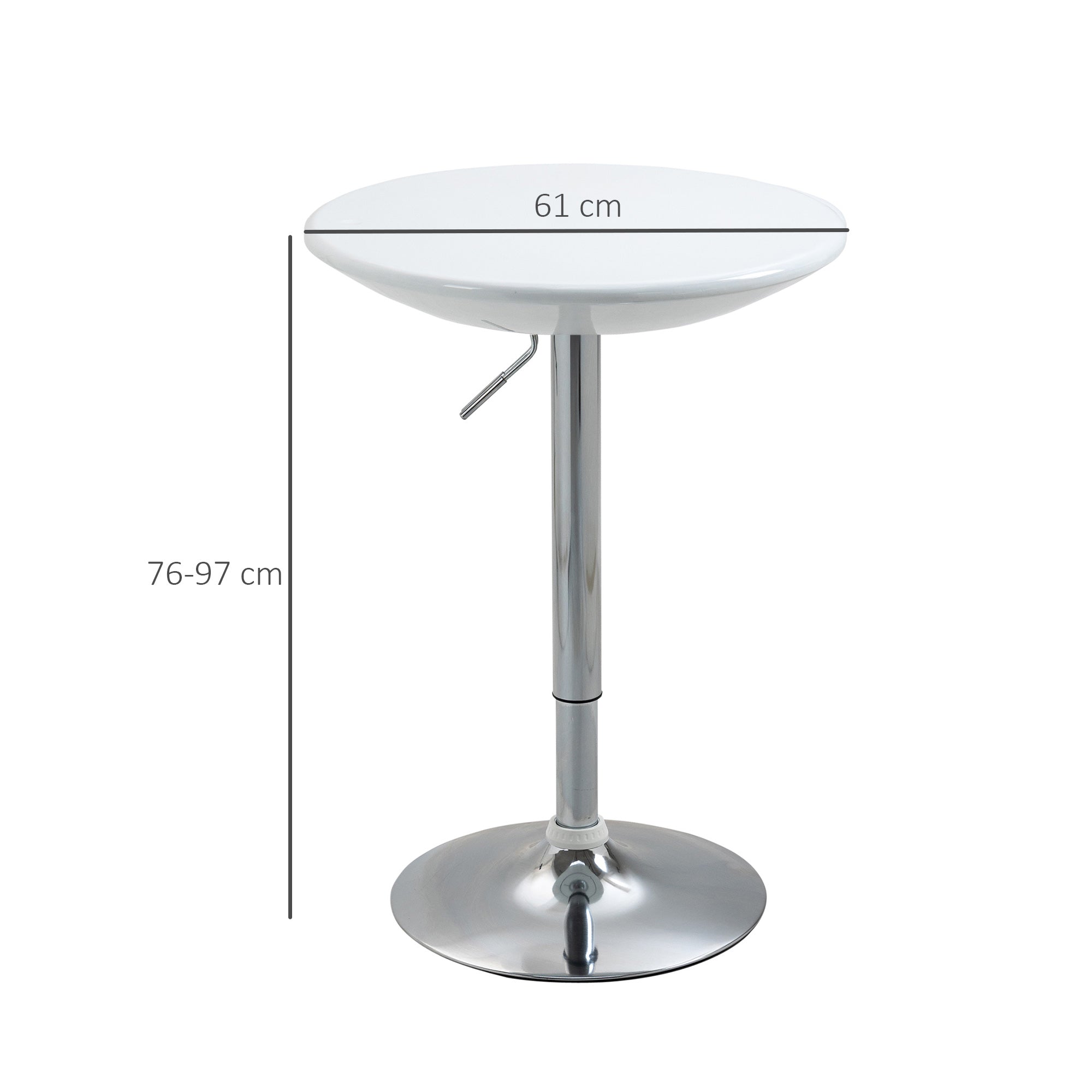 Round bar table with swivel floor, adjustable height with gas leverage and base - white - Borgè