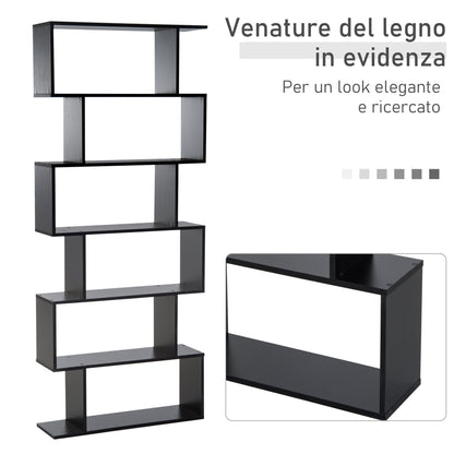 Homonda Library Wood Modern Design with 6 shelves 80 Ã— 23 Ã— 192cm Black - Borgè