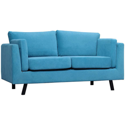 Blue Velvet Effect 2 Seater Sofa ( 170x90x85 cm)