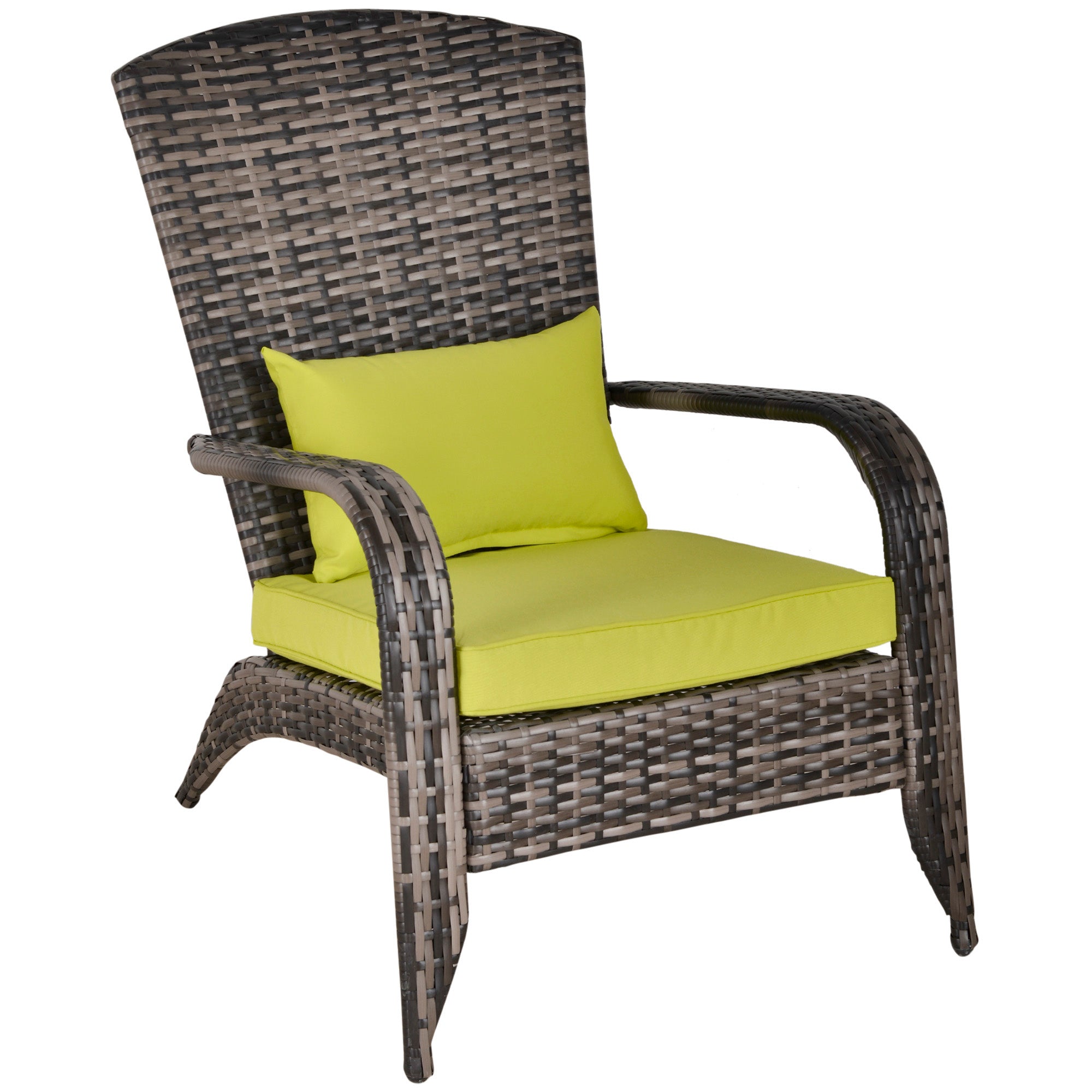 Adironrack Garden Chair with Armrests and Cushions, Rattan and Steel Chair for Indoor and Outdoor Use, 64x80x90 cm, Green - Borge' Group Limited